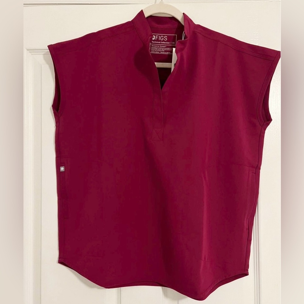 Figs Rafaela Oversized Scrub Top Dark Magenta